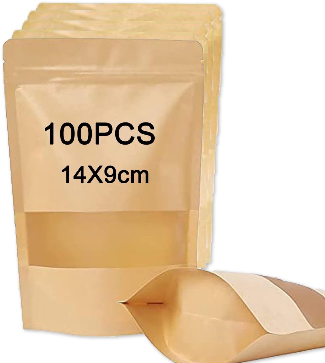 Solidchoice - Kraftpapieren Zakken met Ritssluiting - 100 Stuks
