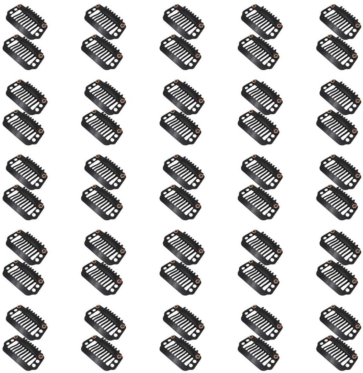 Solidchoice - 50 Haarverlengingsclips met Rubber Siliconen Achterkant - 28 mm, 8 Tanden
