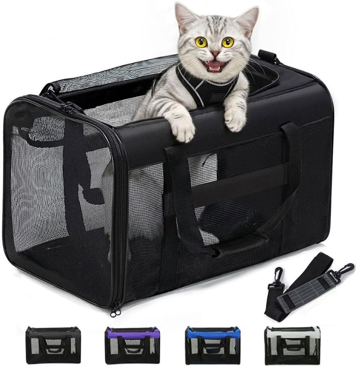 ZRNS® Kattenbench - Kattenkooi - Transporttas Katten en Honden - Zwart