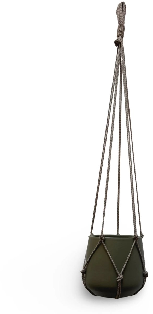 Plantenhanger Zonder Kwast - Kies Kleur en Lengte - Beige - 80 cm lang - Katoenkoord - Geschikt voor Pot met Diameter t/m 20 cm - Handgemaakt in ons Macramé Atelier - Prijs per Stuk - Let op: Exclusief Pot - Inclusief Verzendkosten