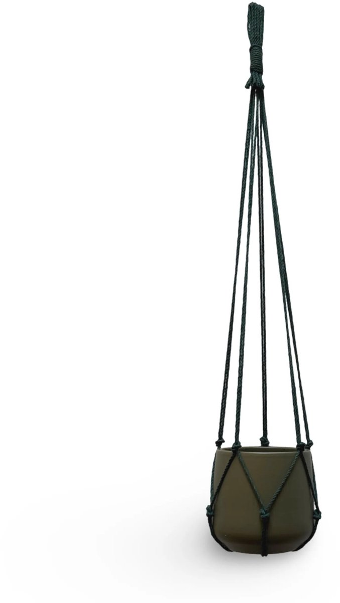 Plantenhanger Zonder Kwast - Kies Kleur en Lengte - Donkergroen - 70 cm lang - Katoenkoord - Geschikt voor Pot met Diameter t/m 20 cm - Handgemaakt in ons Macramé Atelier - Prijs per Stuk - Let op: Exclusief Pot - Inclusief Verzendkosten