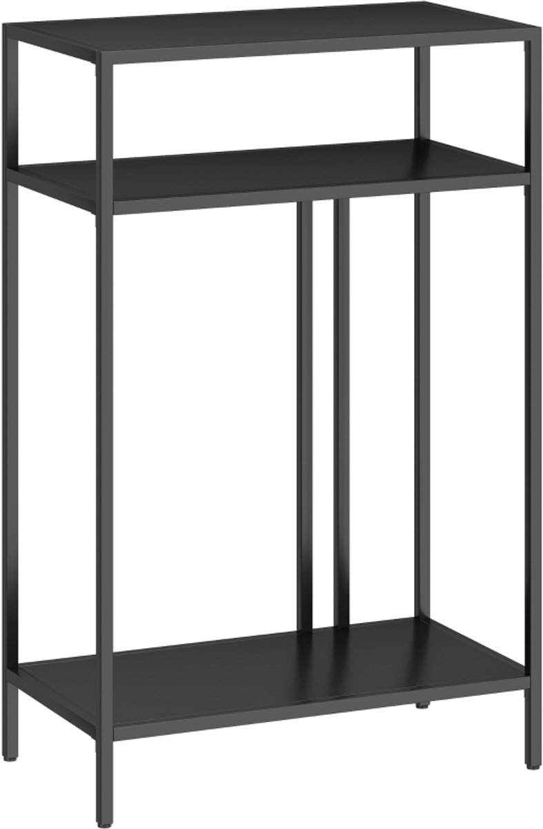 Opbergrek 55x30x85cm Zwart Metaal drielaags opbergrek bijzettafel opslagrek tafel industrieel ontwerp stabiel en duurzaam gemakkelijk schoon te maken geschikt voor woonkamer hal en kantoor