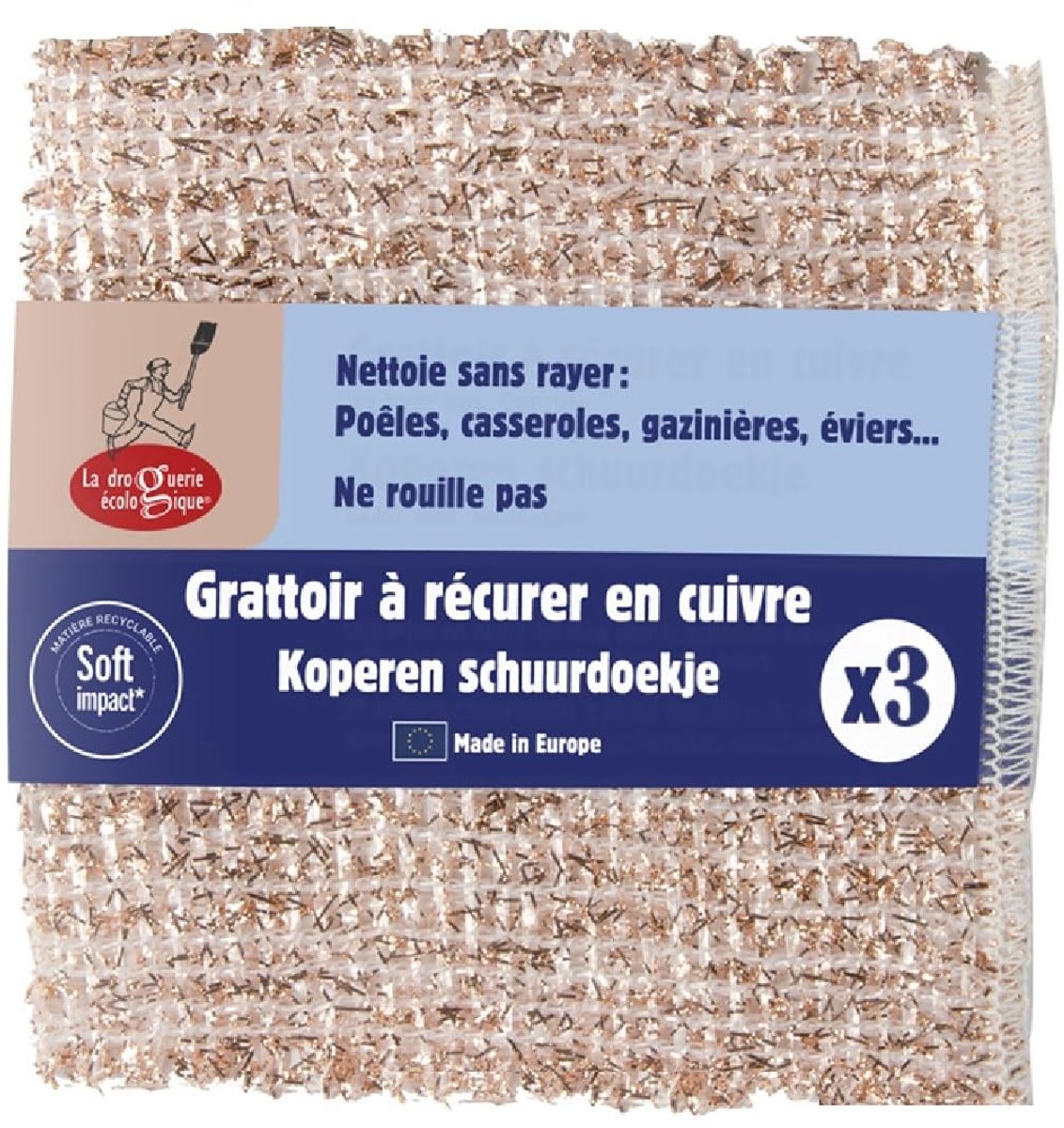 Schuurschraper - Koper - 3 Stuks - Duurzame Reiniging zonder Krassen - Voor Huishoudelijk Gebruik