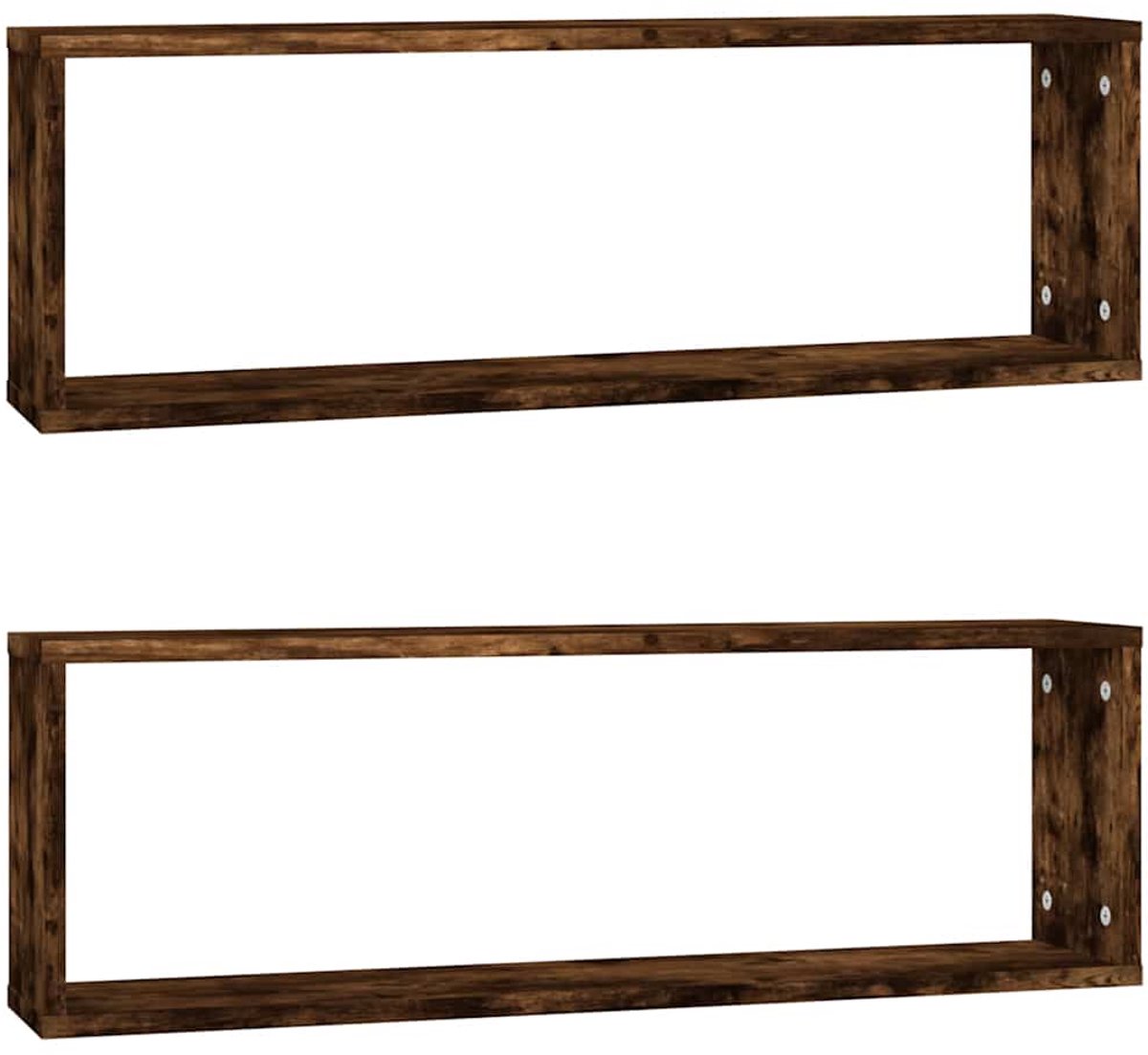 vidaXL Wandschappen - kubus - 2 - st - 80x15x26,5 - cm - hout - gerookt - eikenkleurig gerookt eiken