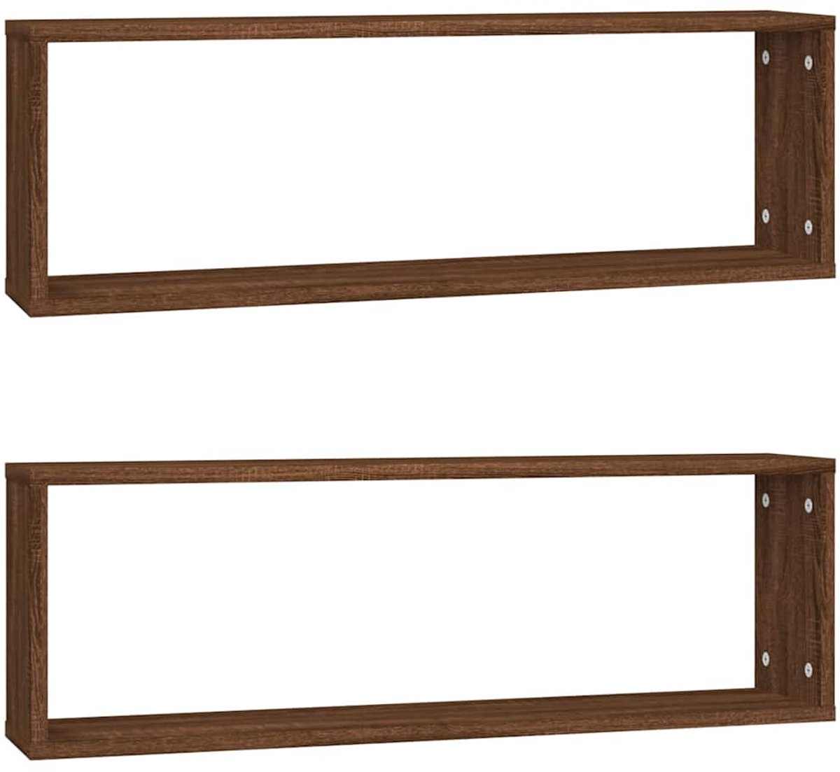 vidaXL Wandschappen - kubus - 2 - st - 80x15x26,5 - cm - bewerkt - hout - bruineiken