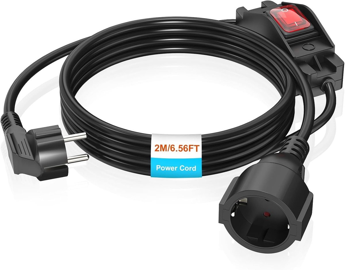 Spiraalverlengkabel - Voor binnen en buiten - Geaarde kabel met schakelaar - Voor thuis en kantoor