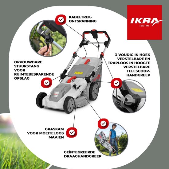 IKRA elektrische grasmaaier IERM 2043 T, 2.000 W, maaibreedte 43 cm, inclusief reservemes — afbeelding 5