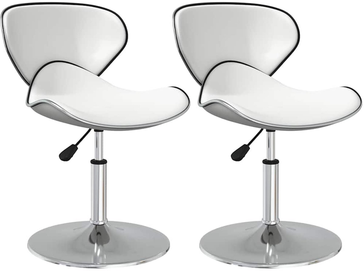vidaXL - Eetkamerstoelen - 2 - st - kunstleer - wit