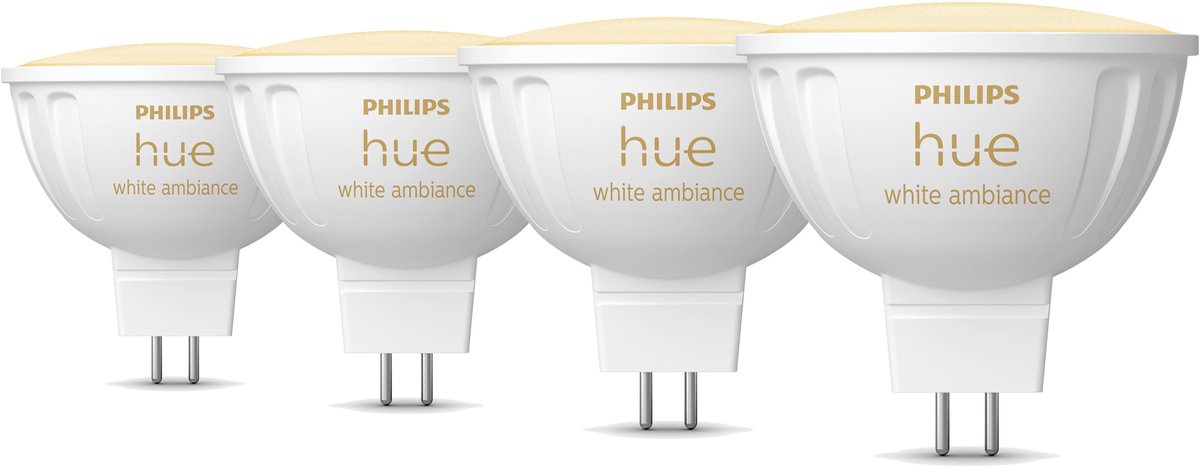 Philips Hue Voordeelverpakking - GU5.3 - met 4 Spotjes (MR16) - 12V - Warm tot Koelwit Licht - Hue White Ambiance