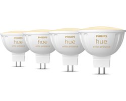 Philips Hue Voordeelverpakking - GU5.3 - met 4 Spotjes (MR16) - 12V - Warm tot Koelwit Licht - Hue White Ambiance