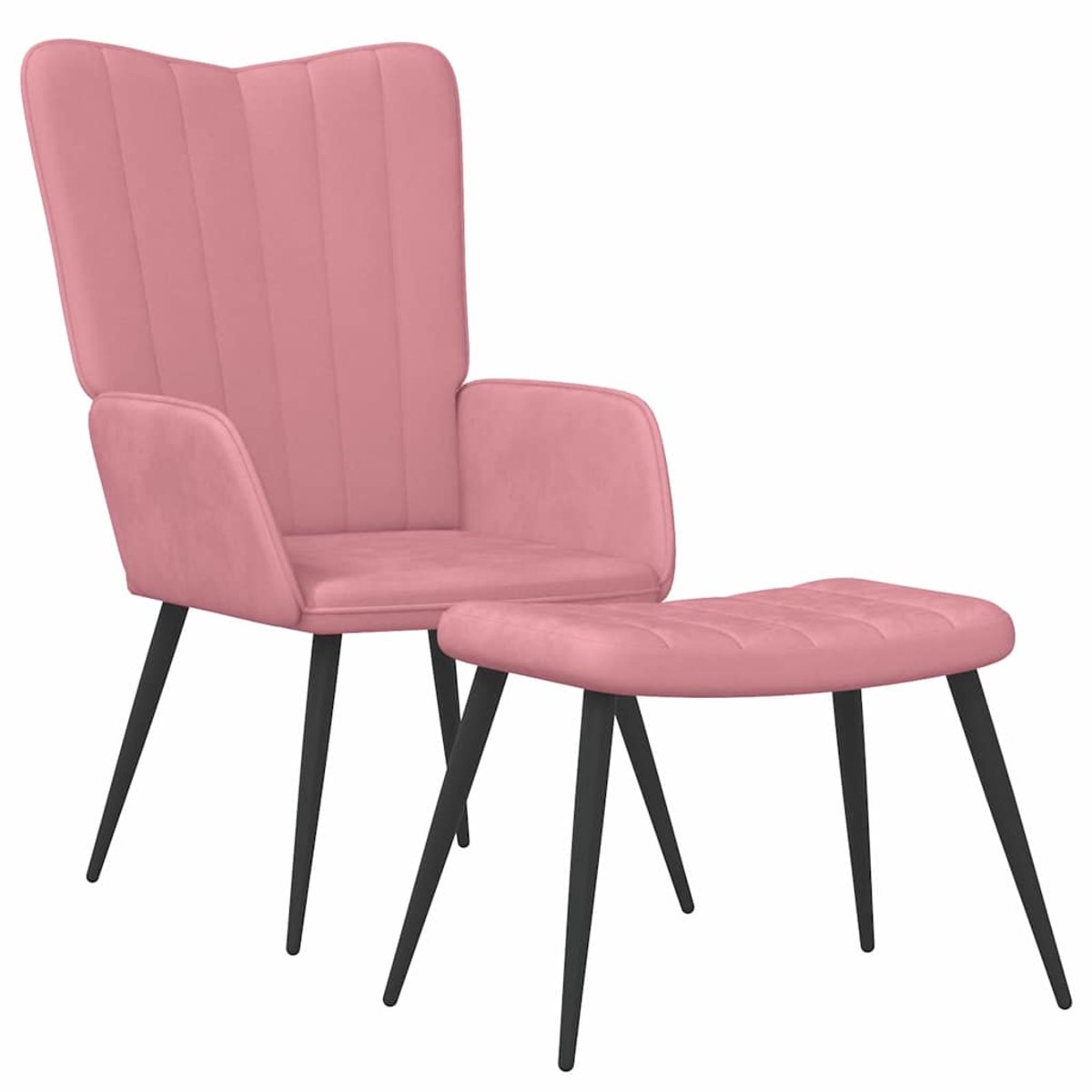 vidaXL Relaxstoel - met - voetenbank - fluweel - roze