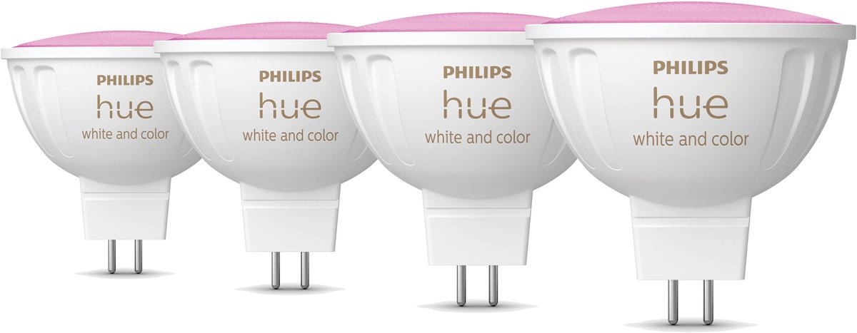Philips Hue Voordeelverpakking - GU5.3 - met 4 Spotjes (MR16) - 12V - Wit en Gekleurd Licht - Hue White and Color Ambiance