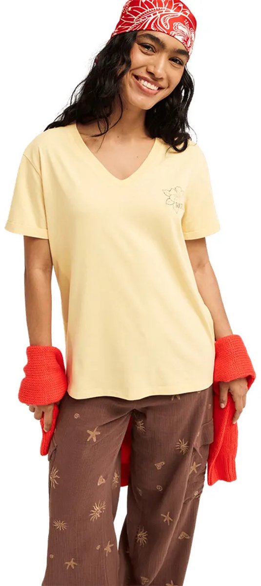 Roxy Vl Slow Life V T-shirt Met Korte Mouwen Geel S Vrouw