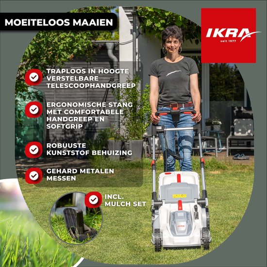 IKRA elektrische grasmaaier IERM 2043 T, 2.000 W, maaibreedte 43 cm, inclusief reservemes — afbeelding 2