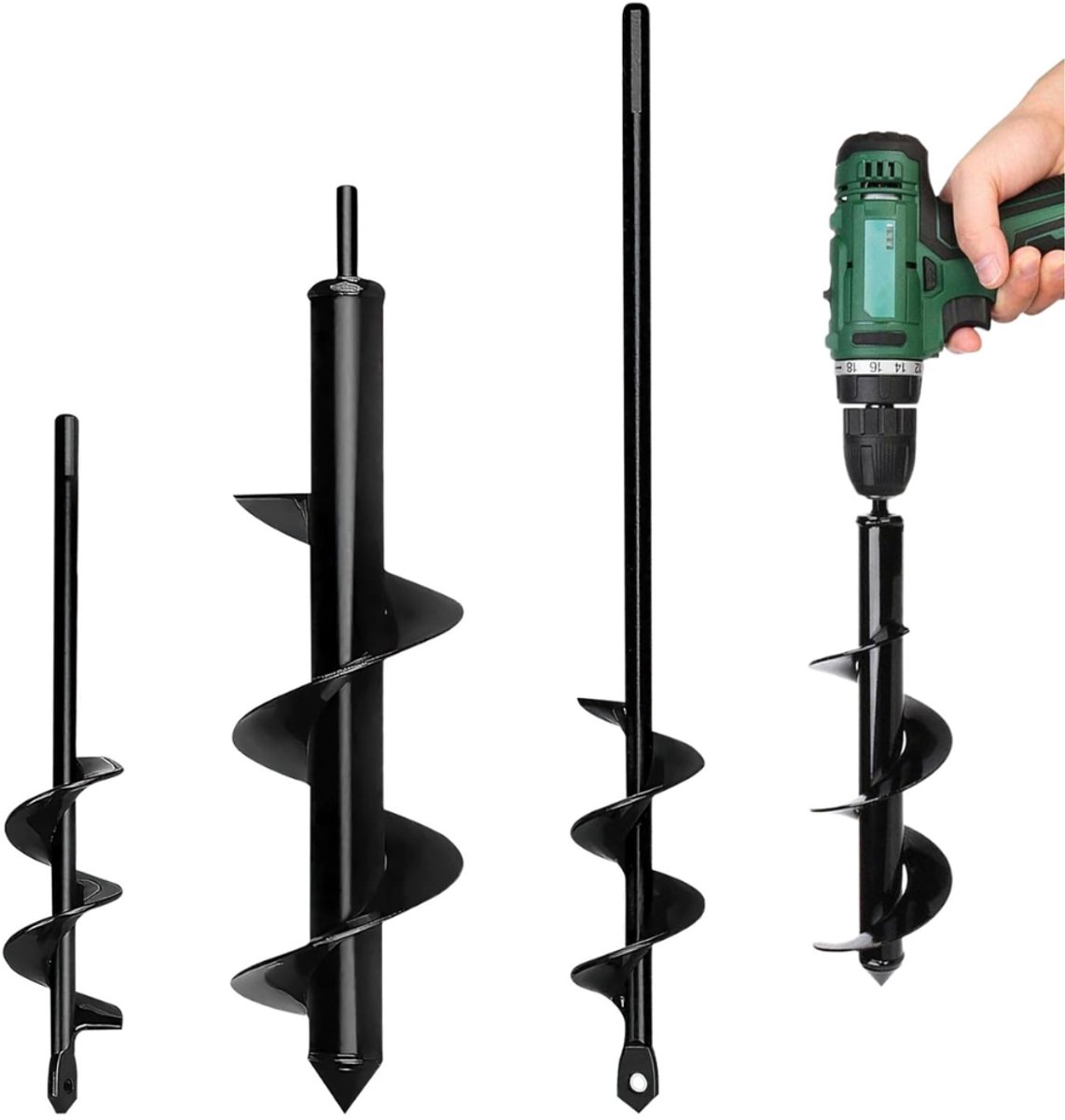 ZRNS® Grondborenset voor Boormachine - Grondboor - Tuinboor Plantgat - Voor Bloembollen en Palen