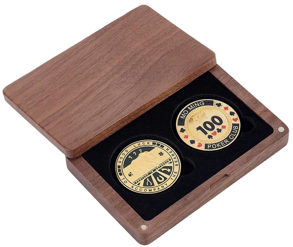 Solidchoice - Walnoot Houten Munt Display Box met 2 Slots voor Munten en Medailles