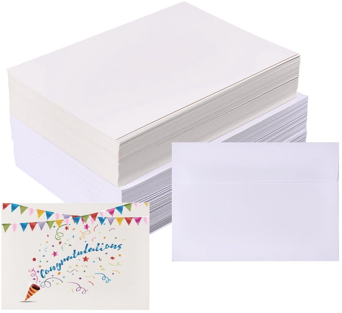 Solidchoice - 120 Stuks Witte Blanco Kaarten met Enveloppen 5x7 Inch - Uitnodigingen