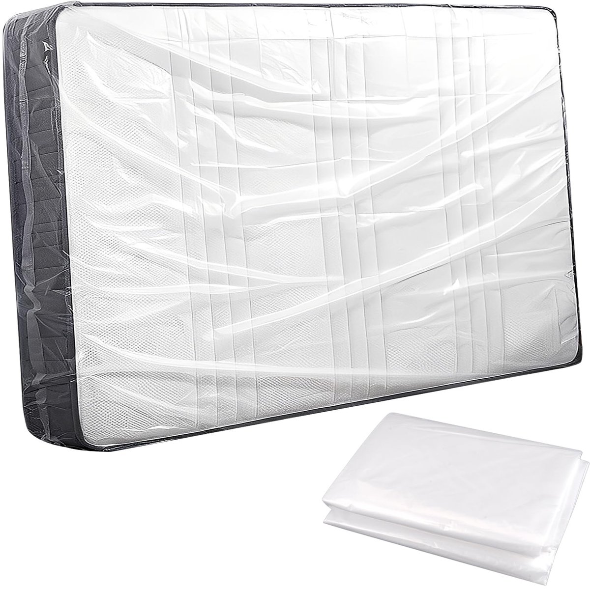 Matras Opberghoes 90 x 240 cm - Waterdichte en Stofvrije Matraszak - Herbruikbare Beschermhoes voor Verhuizen, Opslag en Transport - Plastic Matrashoes voor Bescherming tegen Stof, Vocht en Vuil - Geschikt voor Matrassen tot 35 cm Dik