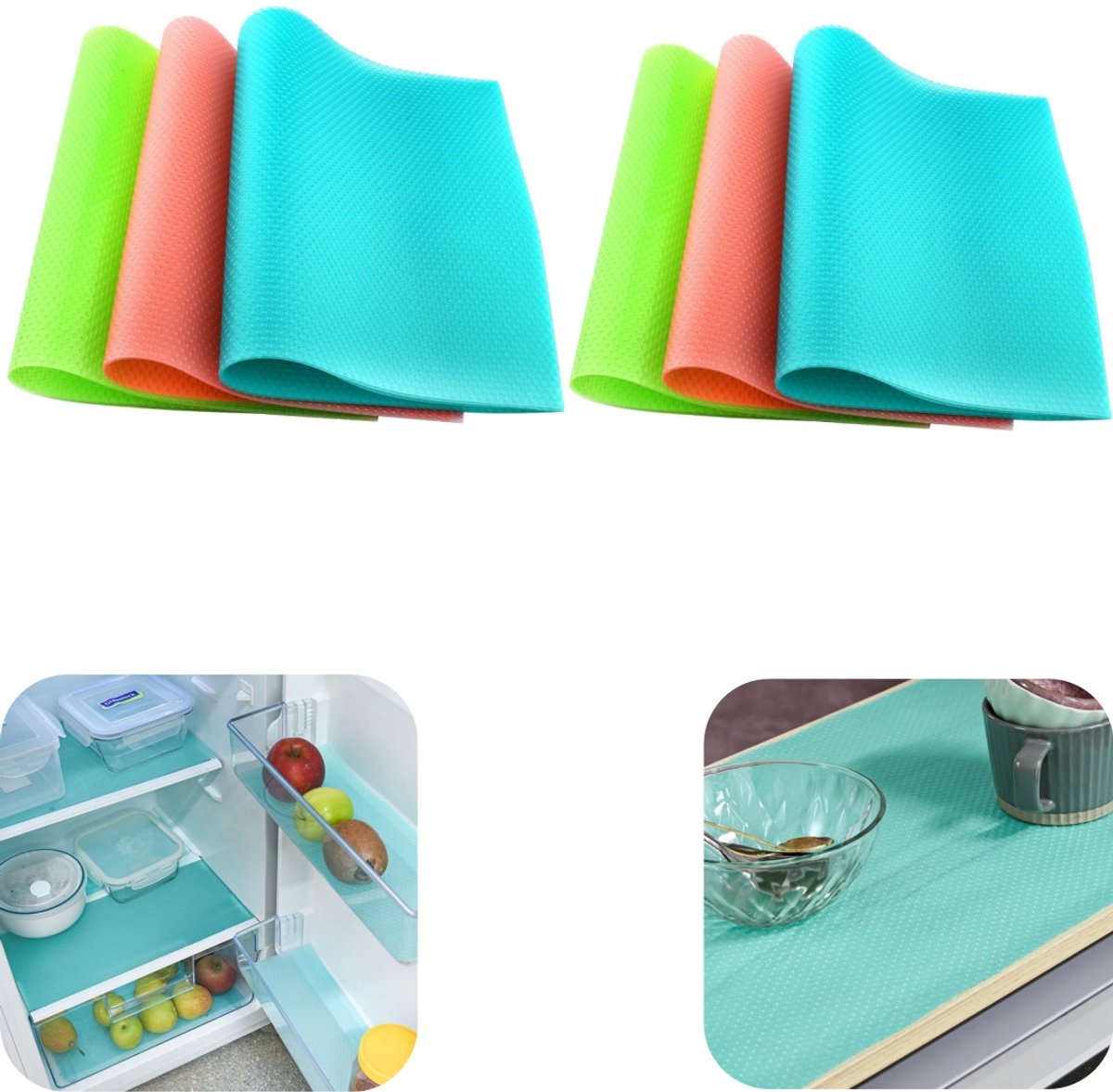 6 stuks Antislipmat - vochtbestendige mat - koelkast vochtbestendige mat - vershoudmat - kastmat - op maat te knippen - waterdicht - herbruikbaar - keukenaccessoires - geschikt voor koelkast, keuken, lade (meerdere kleuren, 45*29cm)