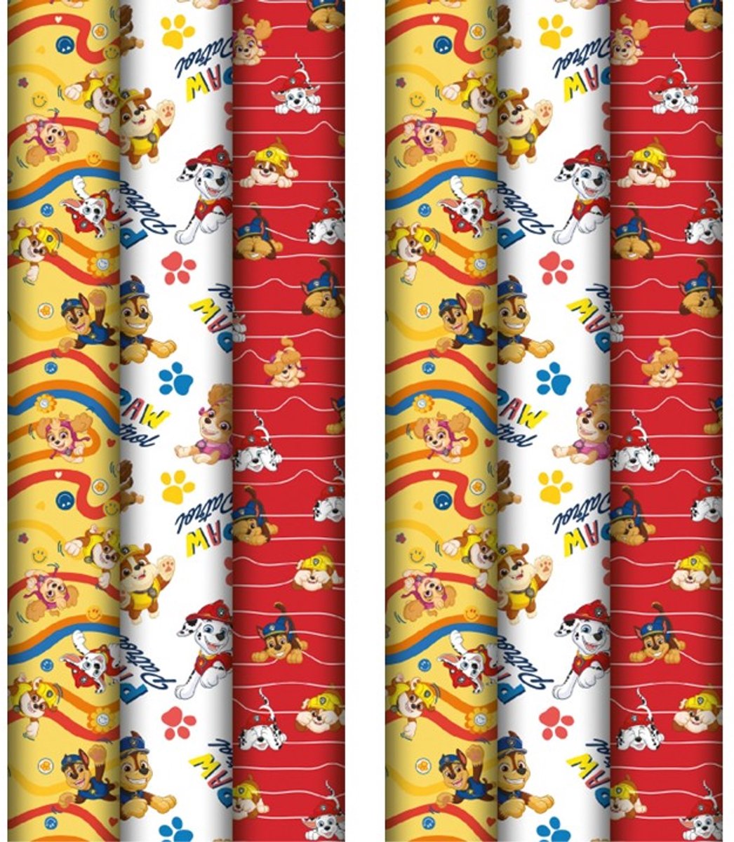 Paw Patrol Inpakpapier 6 rollen - 200x70cm.