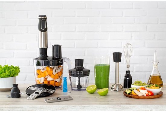 NIVA® Staafmixer Set - Met Hakmolen 500 ml en Garde - 3-in-1 Staafmixer - Zilver/Zwart - 7cm x 7cm x 40cm van Niva — afbeelding 3