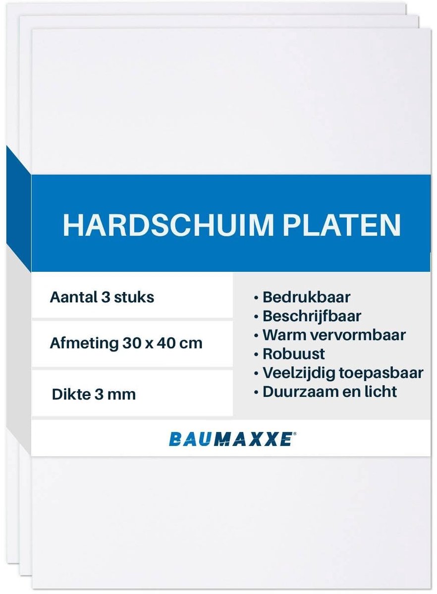 Solidchoice - Set van 3 PVC Hardschuimplaten 30 x 40 cm met Beschermfolie