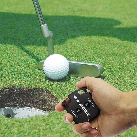 Allecta - Golf resultaat teller met karabijnhaken voor 2 spelers - Handteller met sleutelketting - Zwart. van Allecta — afbeelding 2