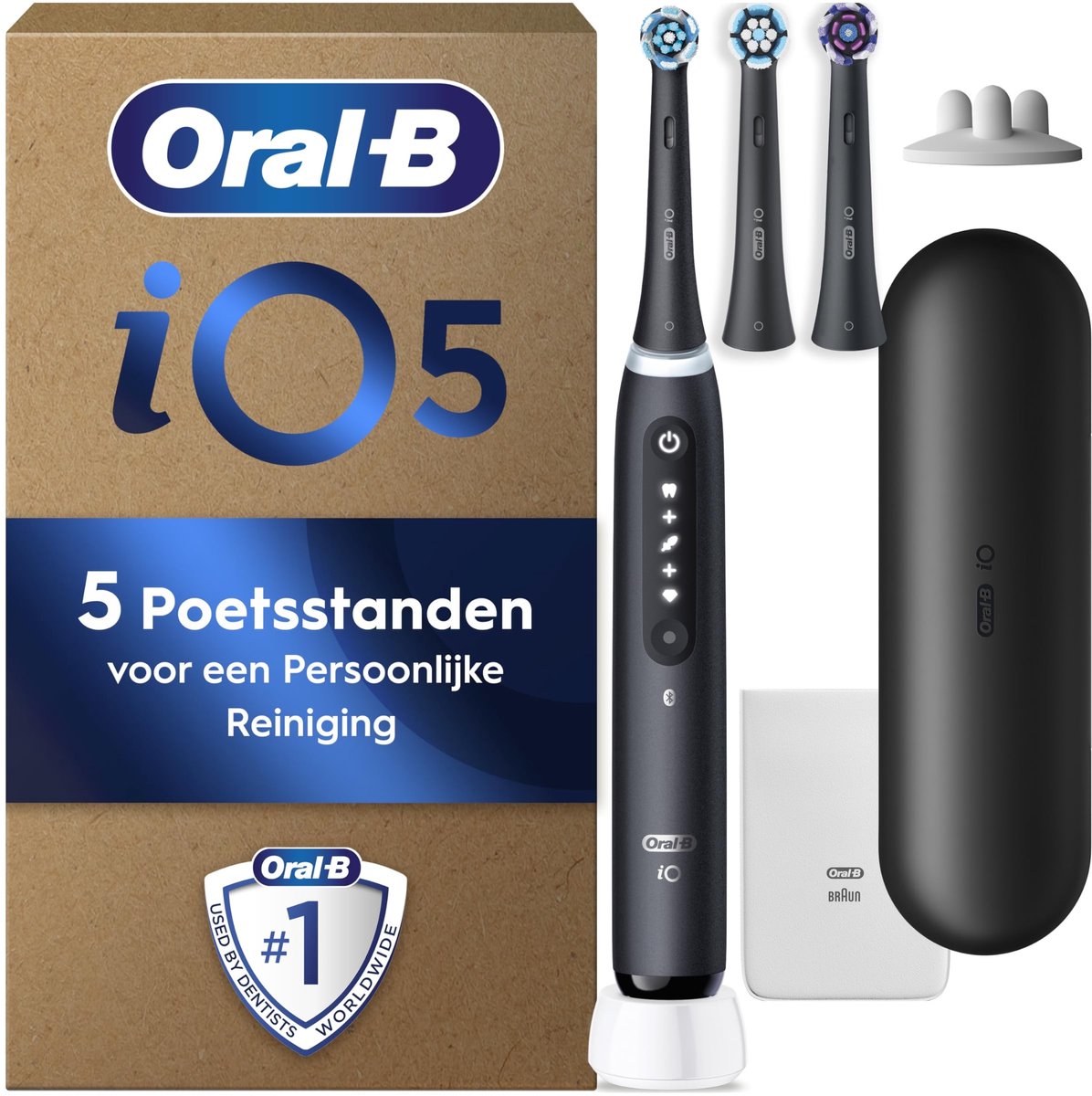 Solidchoice - Elektrische Tandenborstel met 3 Opzetborstels en Reis Etui