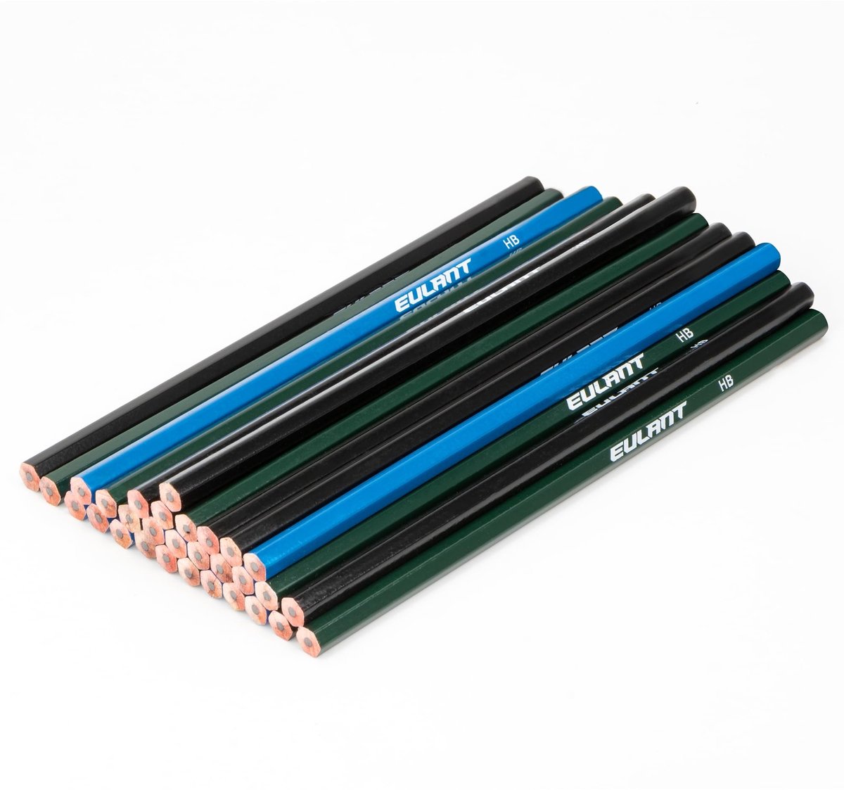 Solidchoice - 30 Stuks Schoolpotloden HB in Zwart, Groen en Blauw