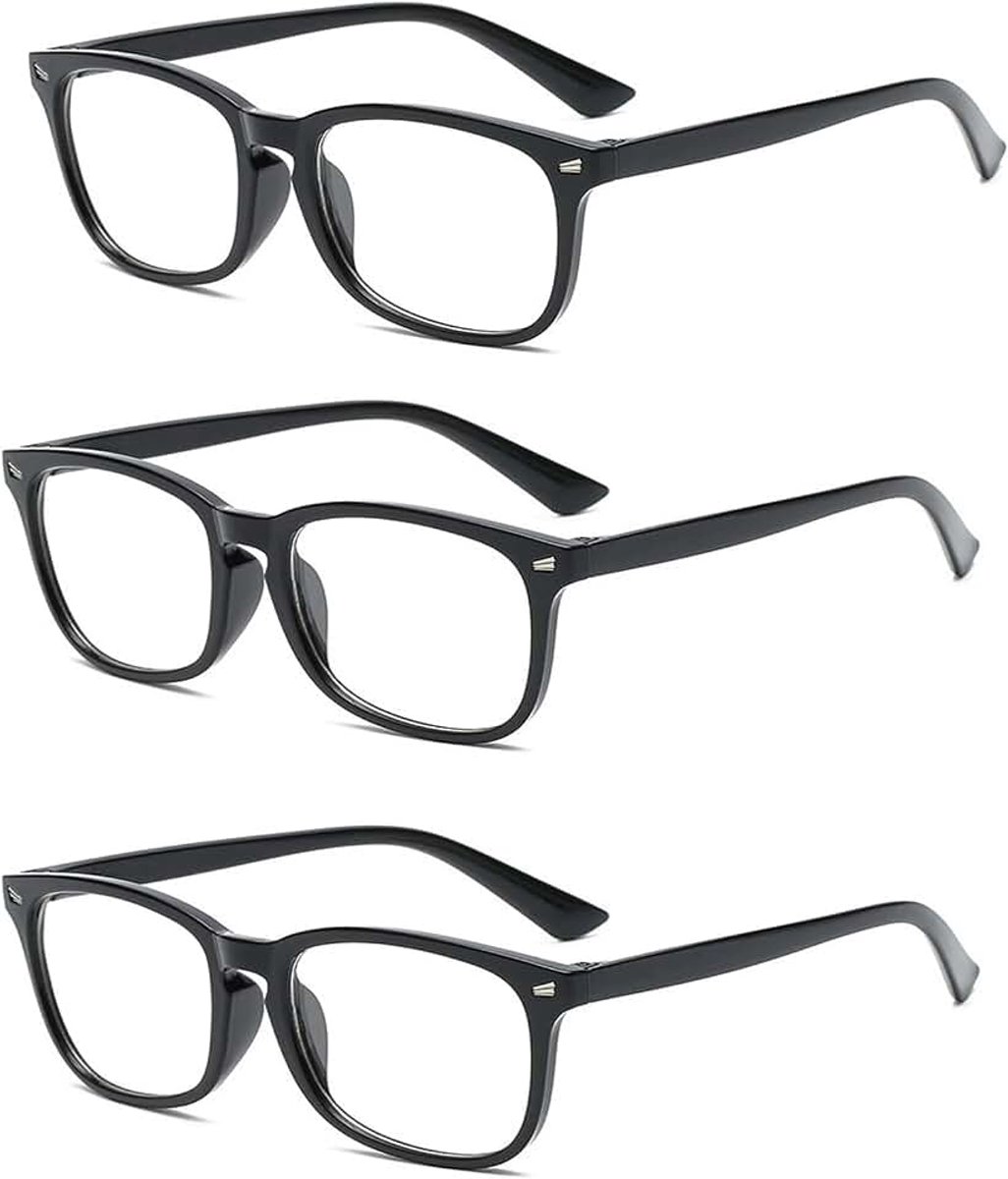 Leesbril, computerbril, zichtcorrectie, leesbril, scharnier, leesbril, zichthulp, ooglook, leeshulp, voor dames en heren, 1,5 cm, zwart