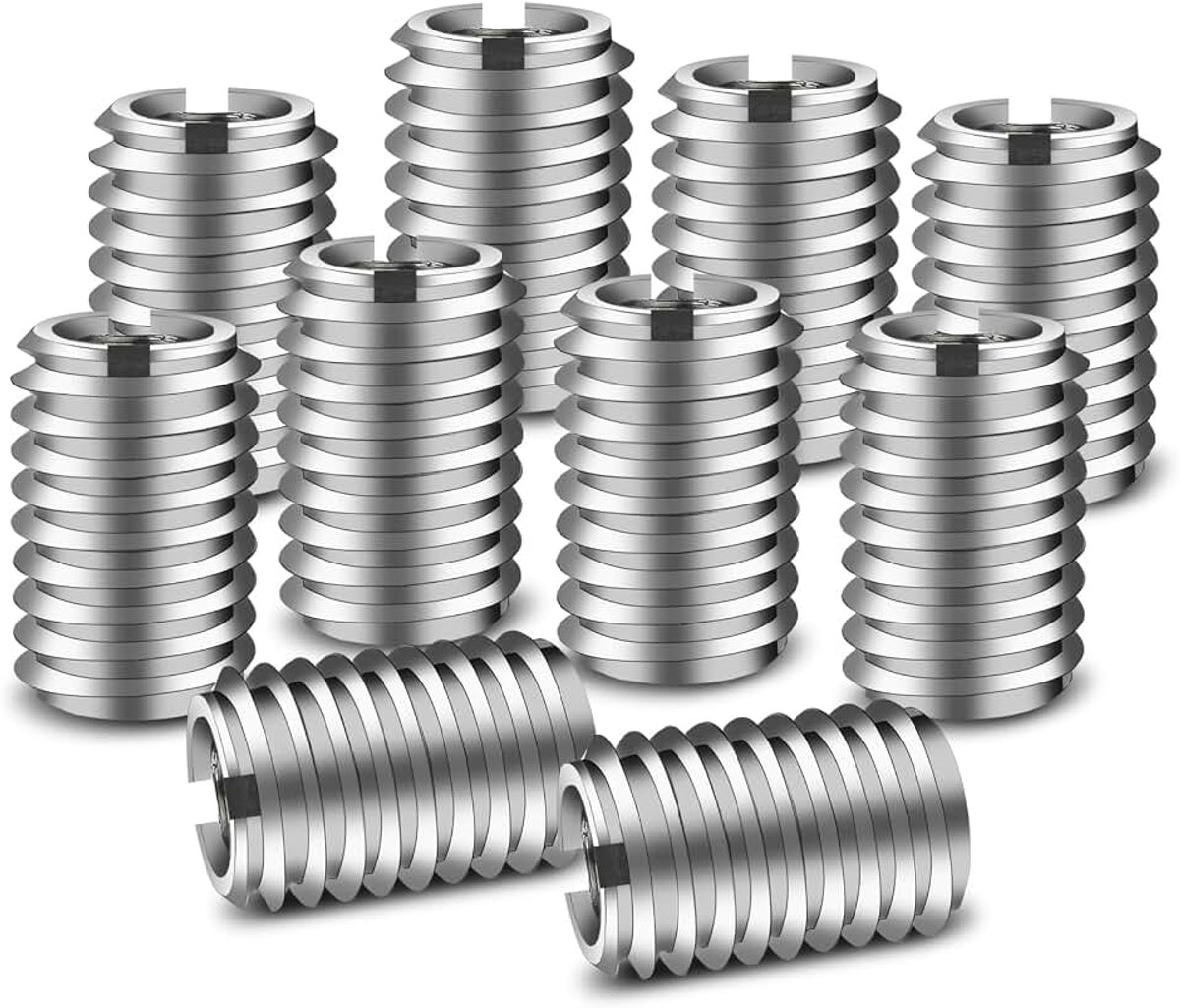 Schroefdraadinzetstukken, adapter, draadreparatieset, metalen schroefdraadbussen voor auto's, stoomturbines, mechanisch (10 stuks, M8 x M6 x 15 mm)