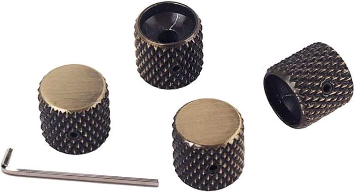 Elektronische Gitaar Bedieningsknoppen Brons Metalen Volume Tone Control Dome Knoppen voor Gitaar Bas Onderdelen 4 Stuks