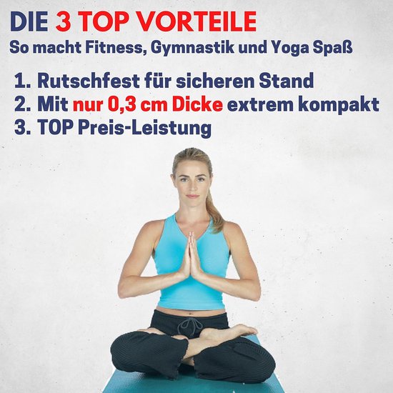 Sportmat - Fitnessmat - Yoga Pilates - Luxe lichtgewicht - 3 mm dik - Blauw — afbeelding 5