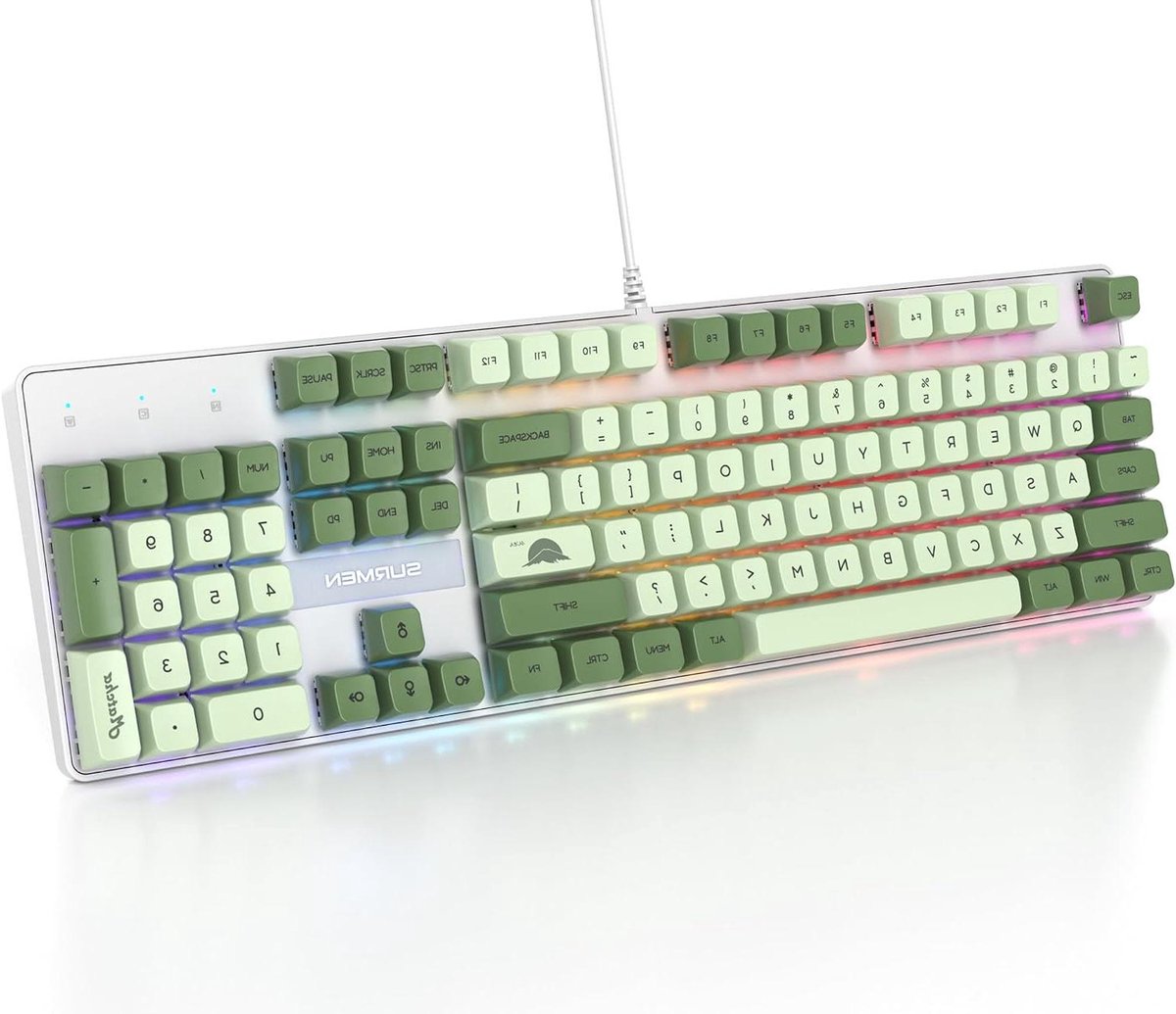 Mechanisch Toetsenbord - RGB Gaming - Snel Typen - Volledig Anti-Ghosting - 104 Toetsen - Matcha Groen