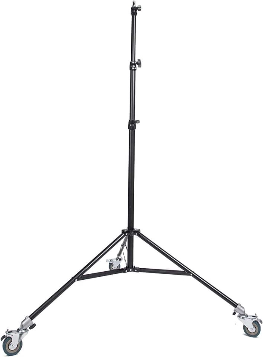 230cm Fotografie Lichtstandaard met zwenkwielen, luchtkussen statief aluminium draagbaar voor studio videolamp, strobe, reflector, softbox, ringlicht, LED-lichtpaneel, max. belasting 5 kg