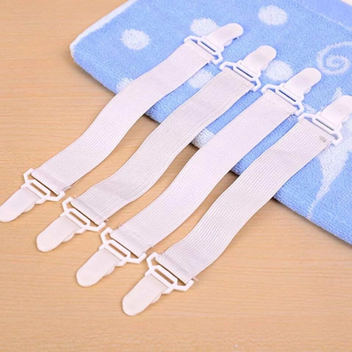 4 STUKS Lakenklemmen Laken Bevestigingsband Lakenspanners Overtrek Spanners Dekbedspanners Lakenspanner Spanners voor lakens en of dekbed Elastisch Hoeslaken klemmen Klemmen voor bed overtrek Spanner