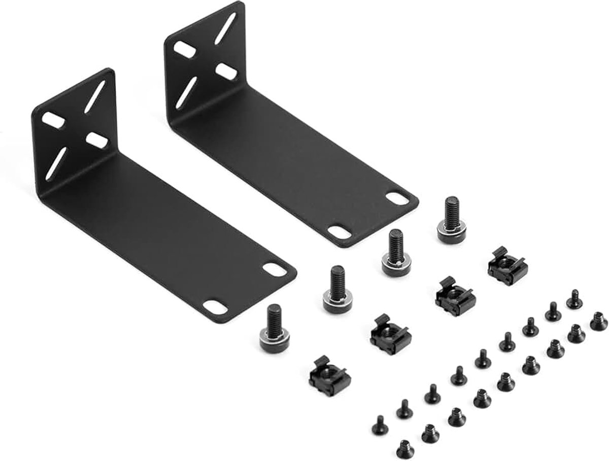 Rackmontagekit voor 10,6-inch schakelaars, verstelbare rack-oren voor Netgear, Cisco, D-Link, TRENDnet en HP producten, montage van 10,6-inch breed tot 19-inch apparatuur, verstelbare