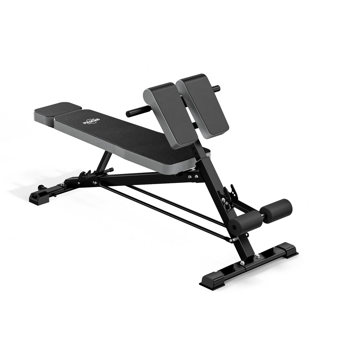 PULSE360 Fitnessbank Verstelbare multifunctionele - met Romeinse hyperextensie functie halterbank - Compact voor kleine ruimtes - Max belasting 500kg - Thuis Fitness Dumbbellbank - Zwart