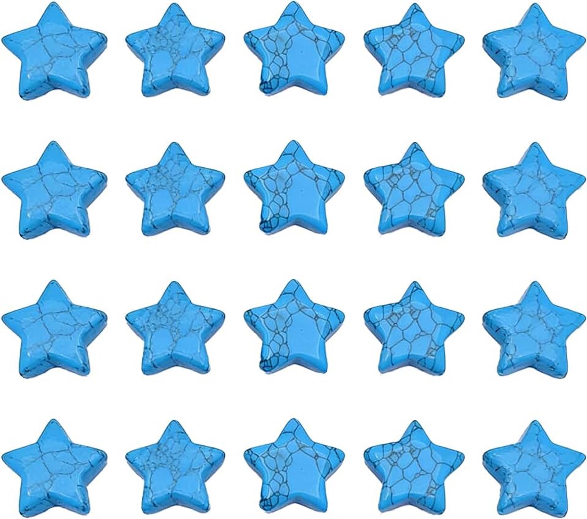 Kristallen stenenset, 20 stuks natuurlijke sterren edelstenen, gepolijste stenen, geluksstenen, decoratieve stenen voor decoratie en Reiki genezing (hemelsblauw met scheuren)