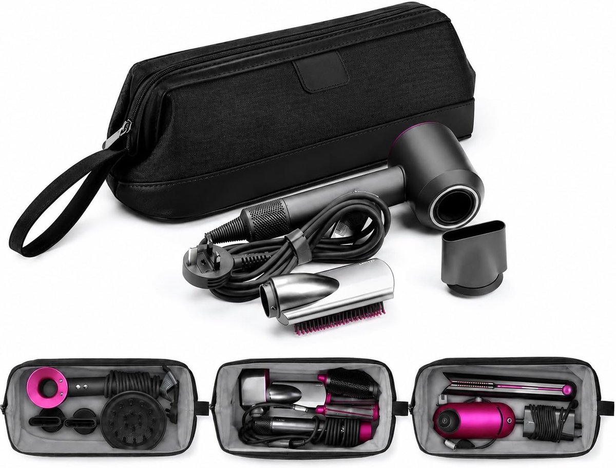 Reishoes voor haardroger, opbergtas voor haardroger van nylon en PU, compatibel met Dyson Airwrap en Supersonic, waterdichte organizer voor kappersaccessoires