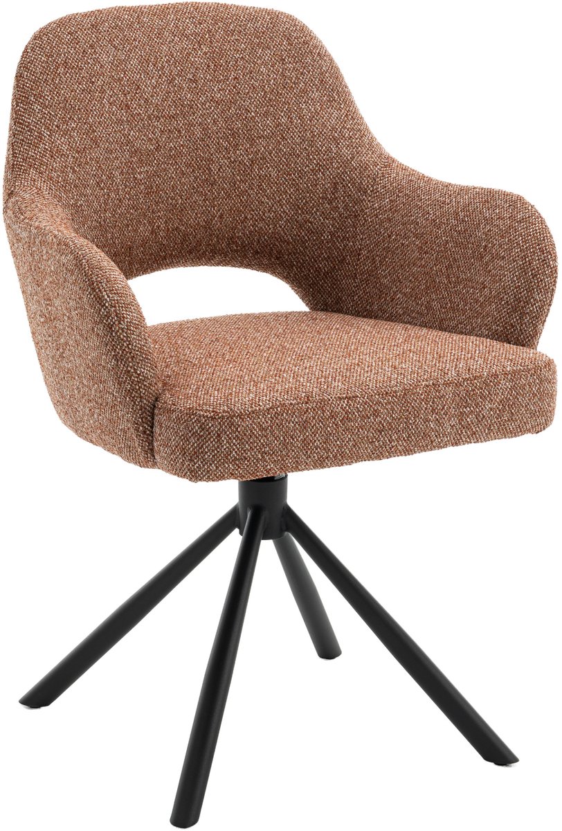 Woonexpress Draaibare Eetkamerstoel Spirit - Textiel / Metaal - Terra / Zwart - 62x86x62 cm (BxHxD) - ARS - Koudschuim Bruin/Roze/Terra