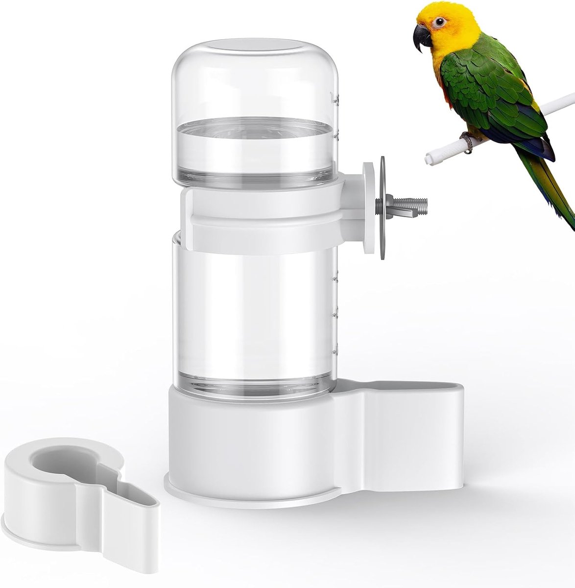 Automatische vogelwaterdispenser, vogelbad van kunststof voor vogelkooi, witte waterdispenser voor parkieten, parkieten, onafscheidelijk, niet geschikt voor voeden