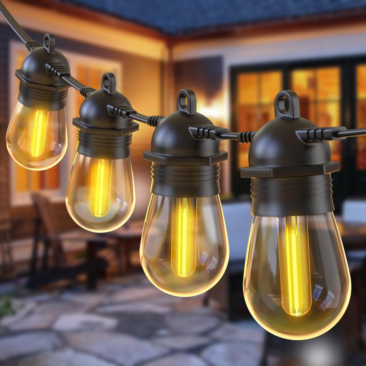 31M IP65 LED String Lights Outdoor, Breakproof 30+2 S14 Bulbs lichtsnoer buiten, Waterdichte Decoratieve lichtslinger voor Tuin Balkon Terras Bruiloft Party Binnenplaats, Warm Wit