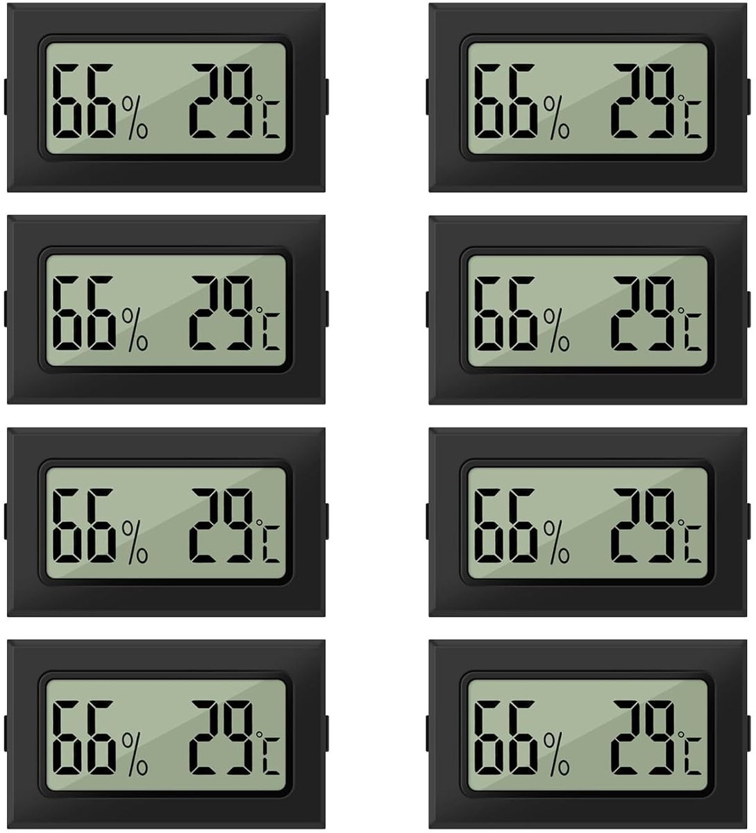 Thermometer en hygrometer 8 stuks - mini lcd digitaal - 2-in-1 vochtigheid en temperatuur - ideaal voor babykamer - SnelShoppen