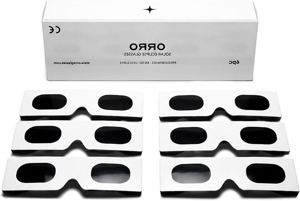 Zonnebril - Eclipse bril - Zon observeren - Gecertificeerde oogbescherming - 6 stuks - Wit