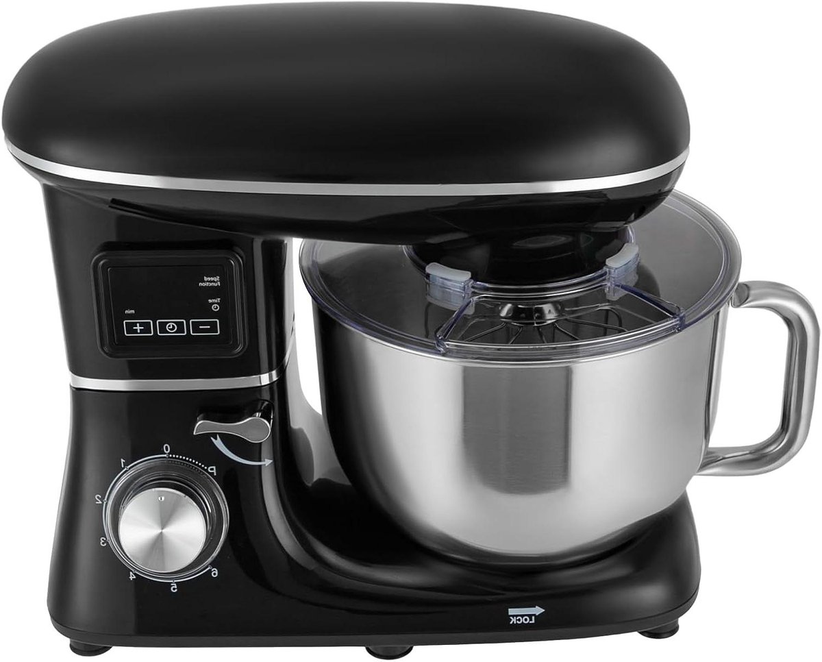 Keukenmachine - Mixer met kom - Bakken en mixen - LCD-scherm - 62 Liter kom - Zwart