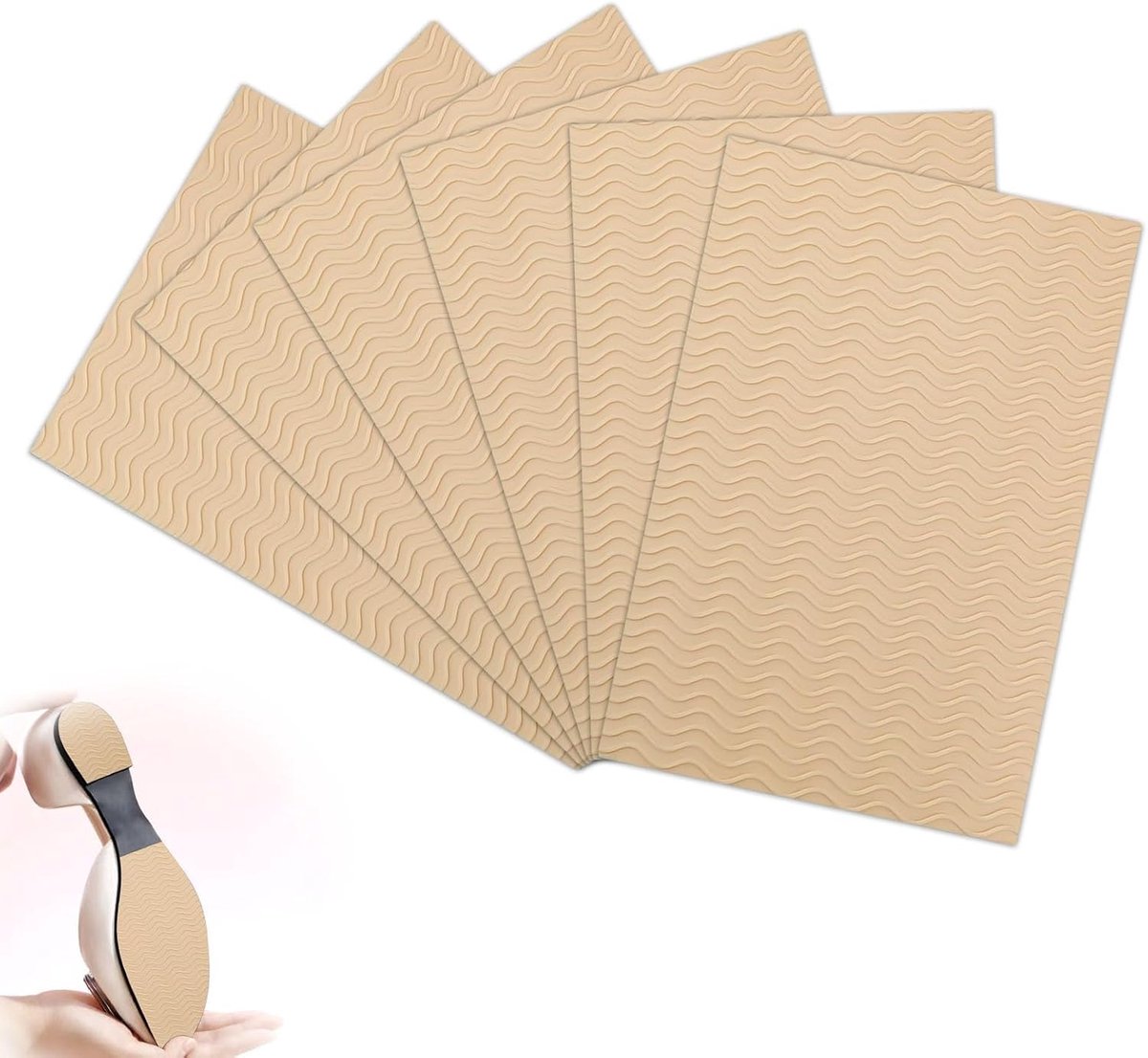 Antislipzool, 6 stuks, abrikoos bescherming, golvend, alle maten, geluidsreductie | Rubberen antislipzool voor hakken en schoenen, bescherming tegen slijtage voorvoet