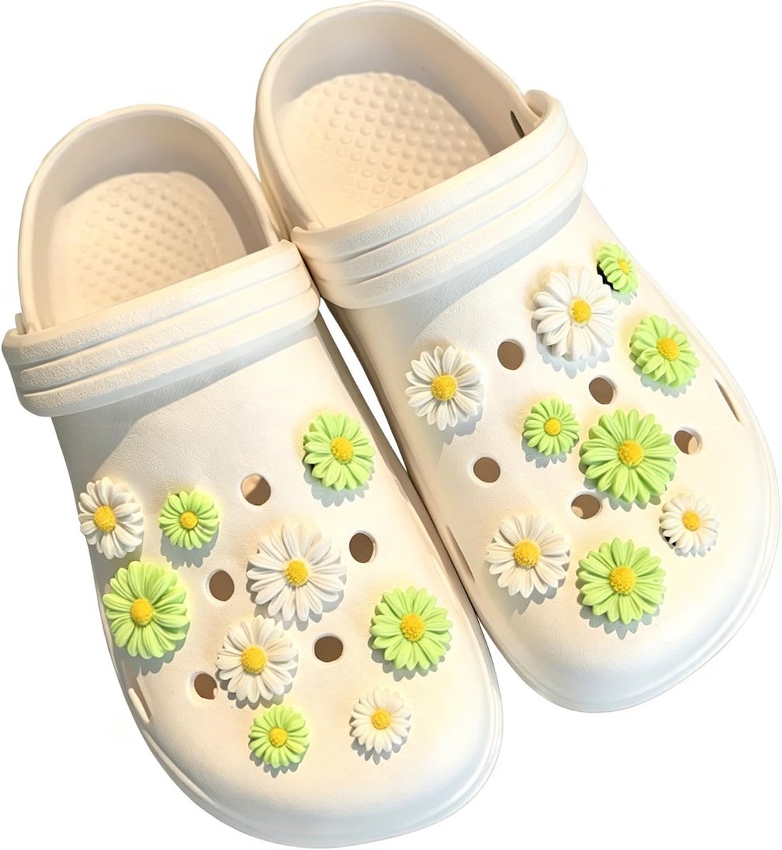 Bedels crocs, 18 stuks leuke madeliefjes schoenbedels voor klompen, schoendecoratie, bedels, accessoires voor vrouwen
