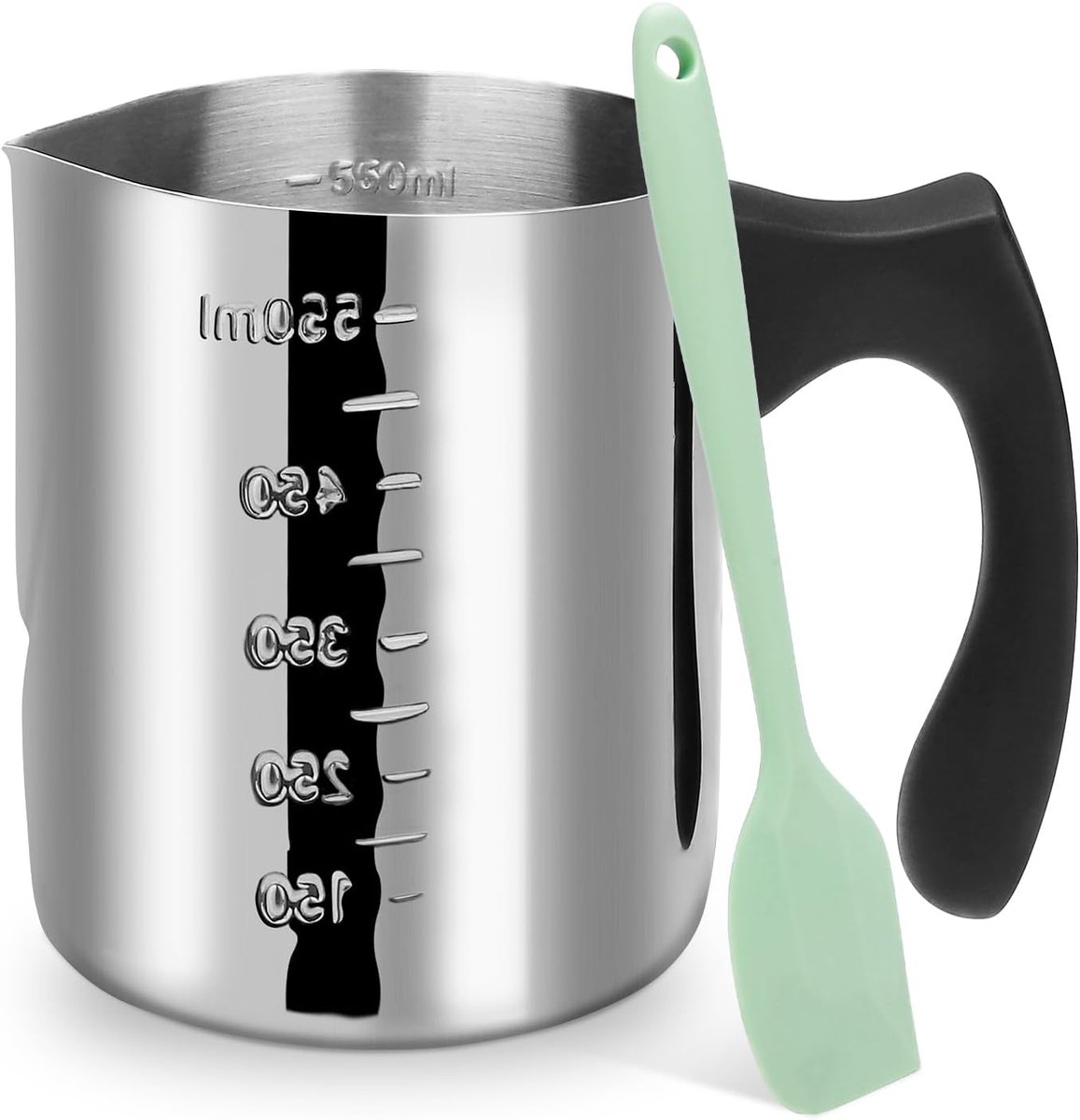 smeltpot 600ml, waterbad smeltschaal, smeltpot voor kaarsen, smeltpot voor kaarsenwas van roestvrij staal, bonus kunststof schraper, voor kaarsen, suiker, boter, kaas, karamel, chocolade