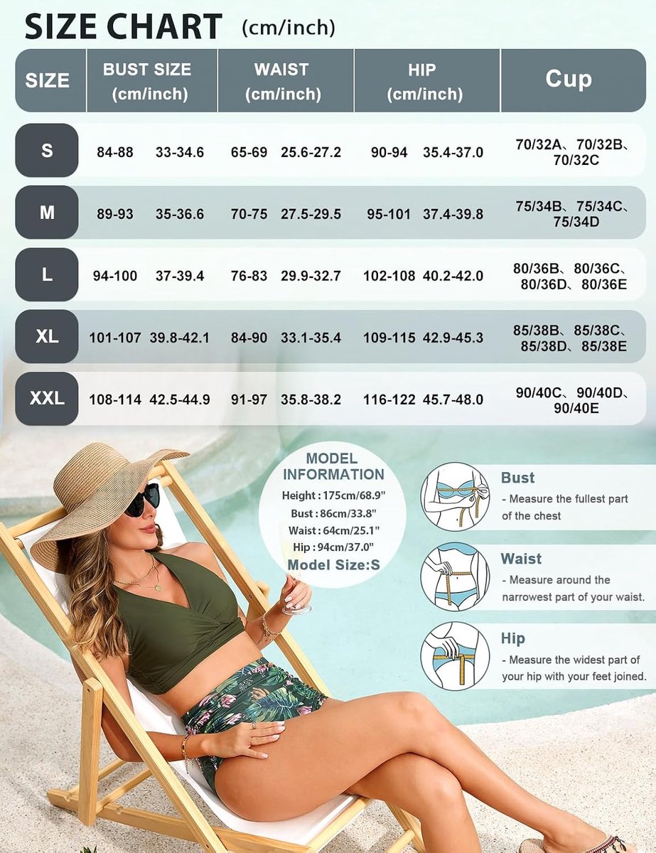 Tweedelig badpak voor dames, bikinitop, gekruiste slips met hoge taille en ruches, bikiniset push-up voor dames, badpakken S-XXL